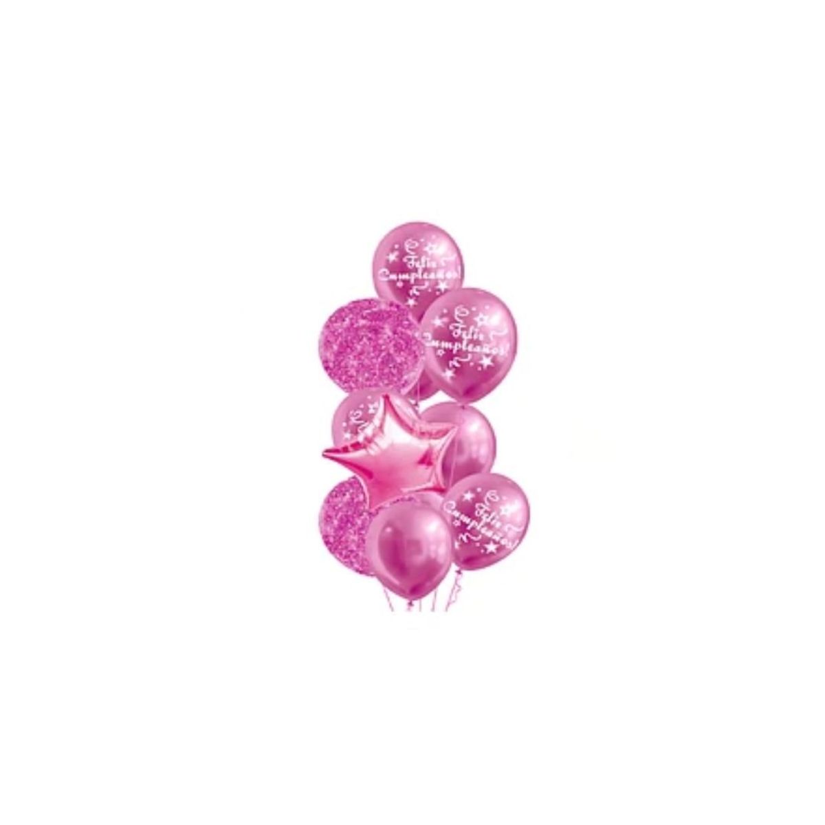 GENERICO - Set De Globos Latex Fucsia Feliz Cumpleaños 11pcs
