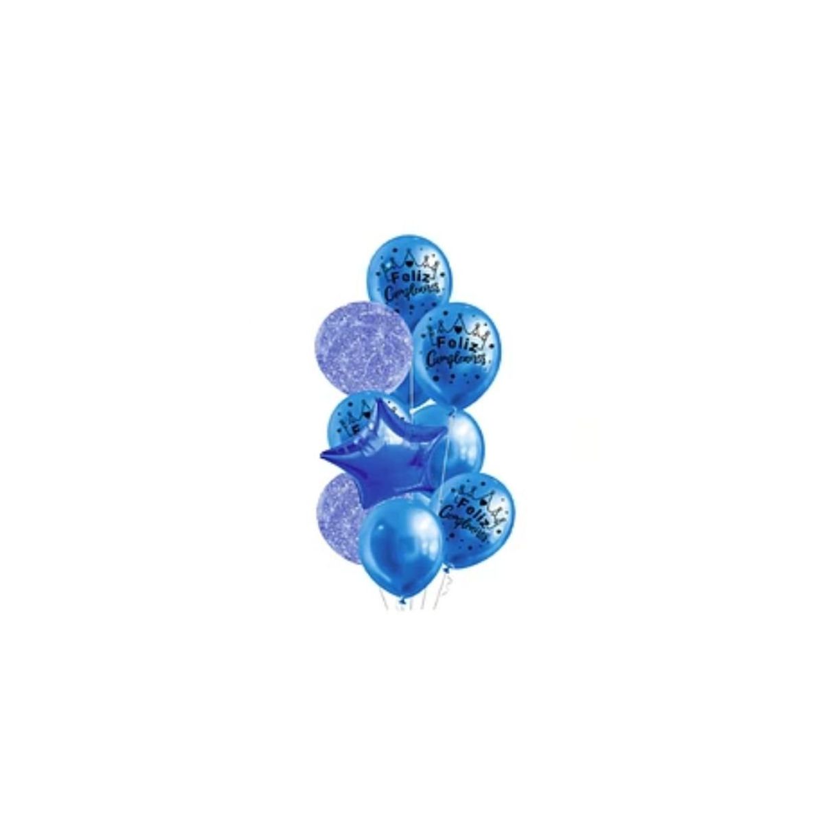 GENERICO - Set De Globos Latex Azul Feliz Cumpleaños 11pcs