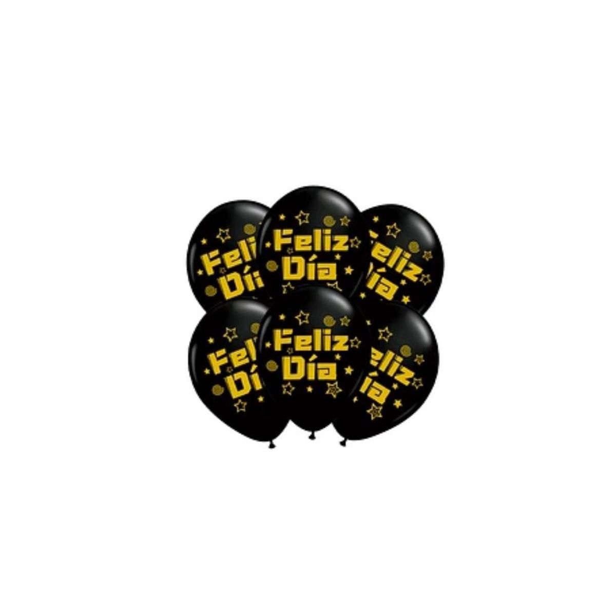 GENERICO - Set Globos De Látex Feliz Dia Con Letras Doradas 6pcs