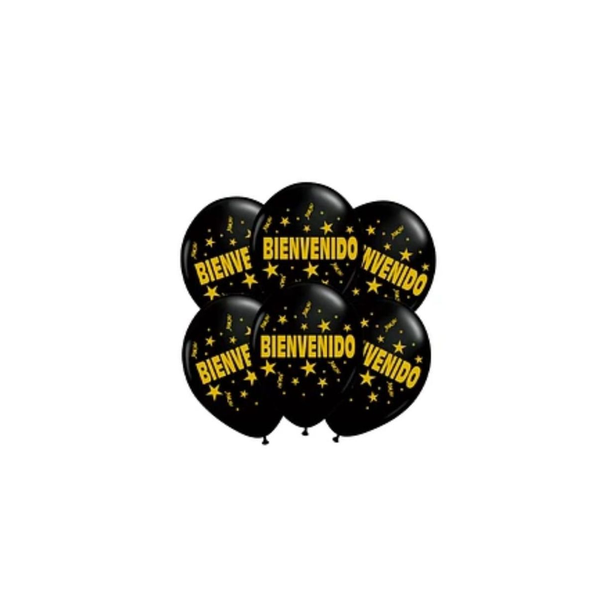 GENERICO - Set De Globos Latex Bienvenido Letras Doradas 6pcs
