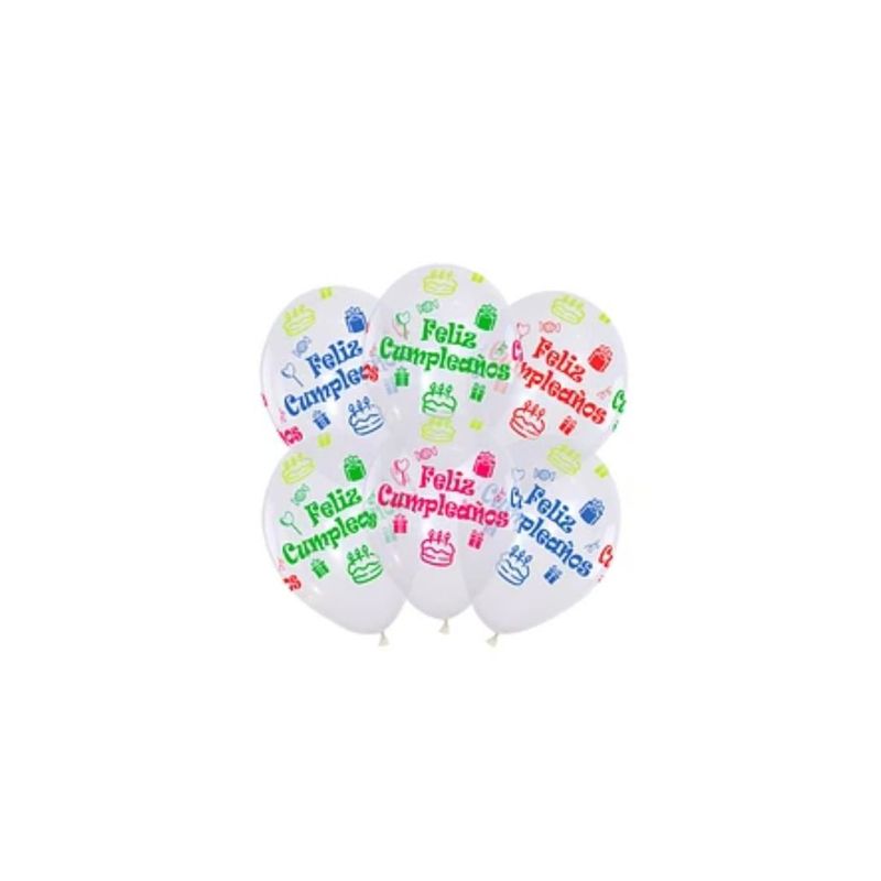 GENERICO - Set Globos Látex Transparente Cumpleaños Fluorescente 6pcs