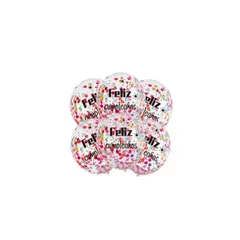 GENERICO - Set De Globos Látex Transparente Feliz Cumpleaños 6pcs