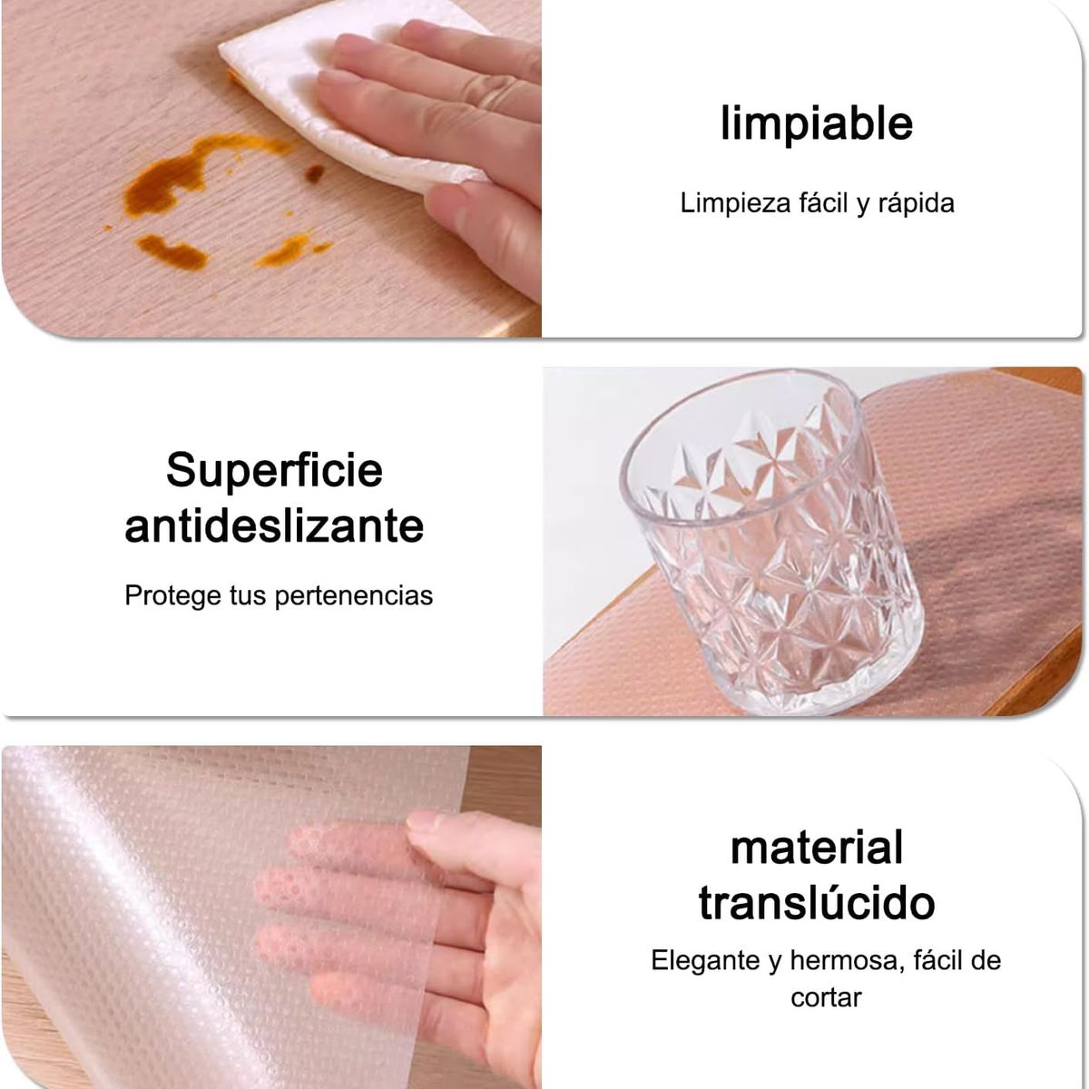 KUANGYE - 2 Rollos De Plástico Protector Para Cajones/estantes Cocina 45x300cm