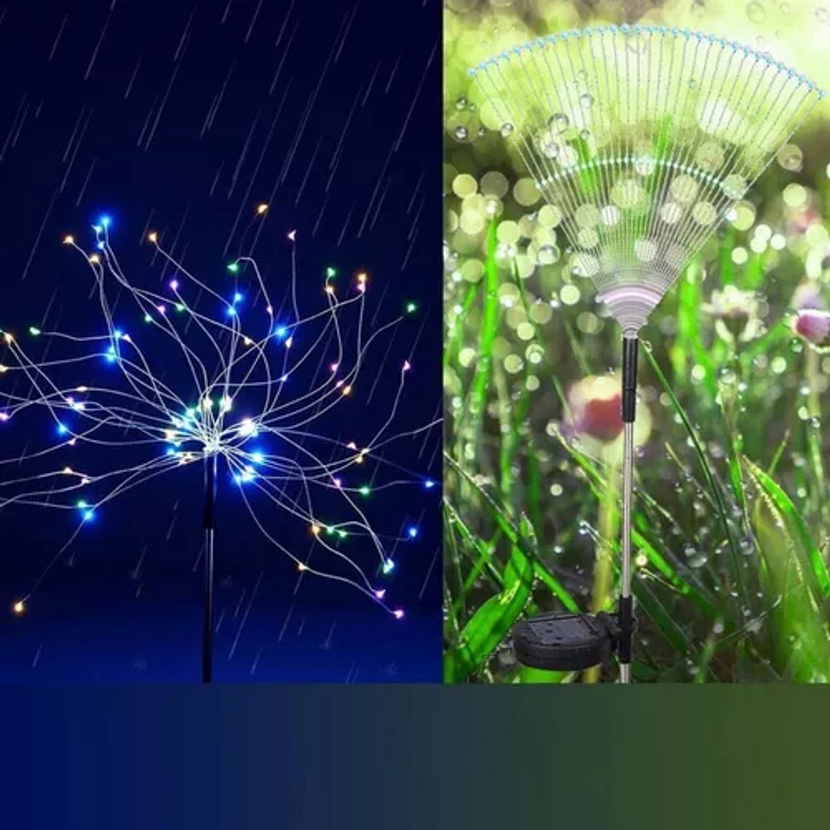 SUPERCENTER - Pack X2 Luces Solares Micro Led Fuego Artificial Navidad coloreado