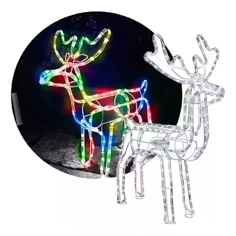 SUPERCENTER - Reno Navidad Luces Led 120cm Con Movimiento Viejo Pascuero coloreado