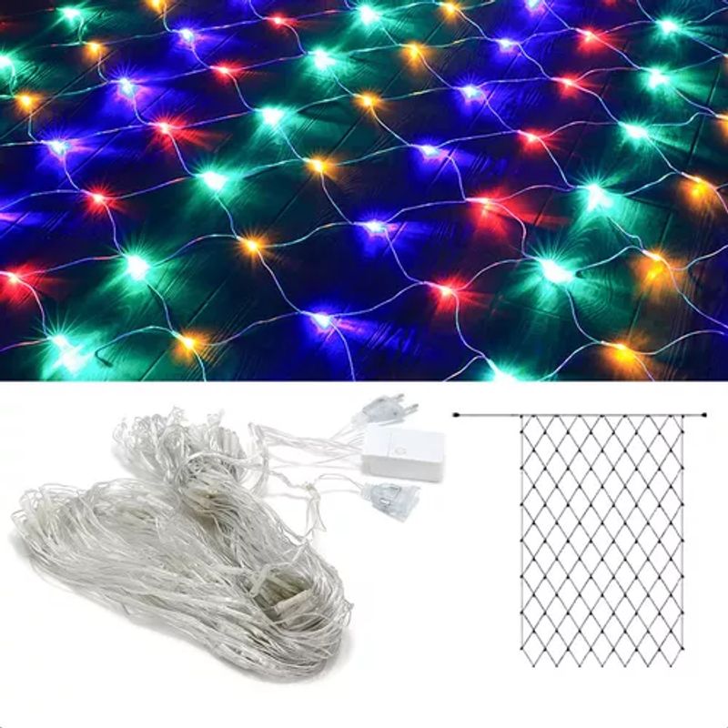 SUPERCENTER - Luces Malla 144 Led 2mx2m Cascada Luz Navidad Decoración