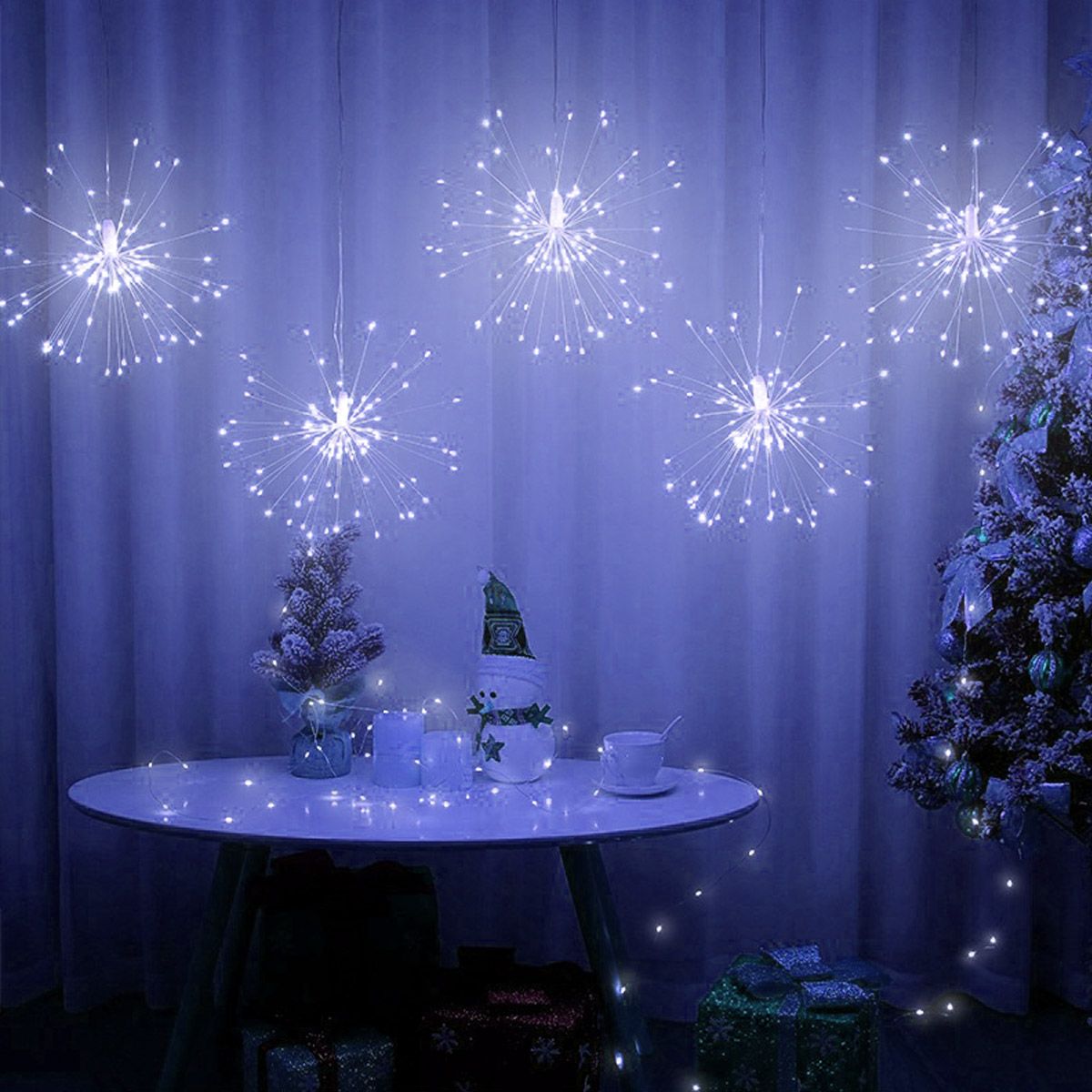 SUPERCENTER - Luces Led Navidad De Fuegos Artificiales Estrella Colgantes Blanco