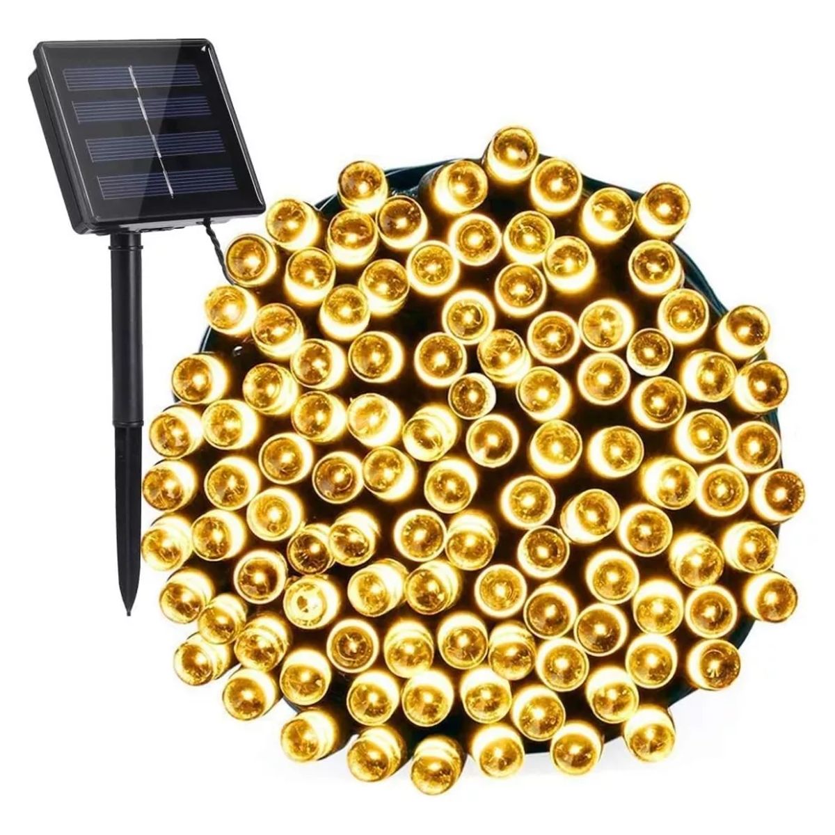 SUPERCENTER - Guirnalda Luces Solares Navidad Decoración 20metros 200 Led Amarillo