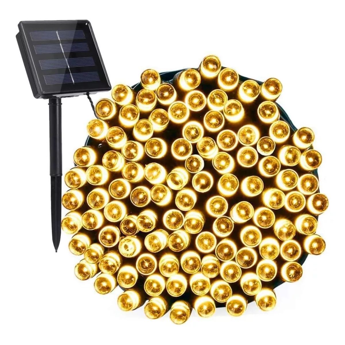 SUPERCENTER - Guirnalda Luces Solares Navidad Decoración 20metros 200 Led Amarillo