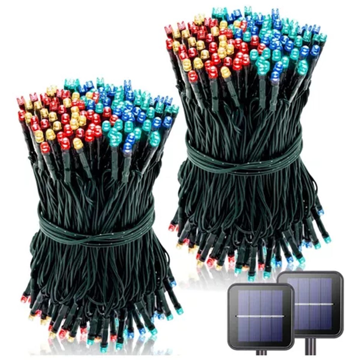 SUPERCENTER - Pack X2 Luces Guirnaldas Solares Navidad 100 Led 10 Metros Coloreado