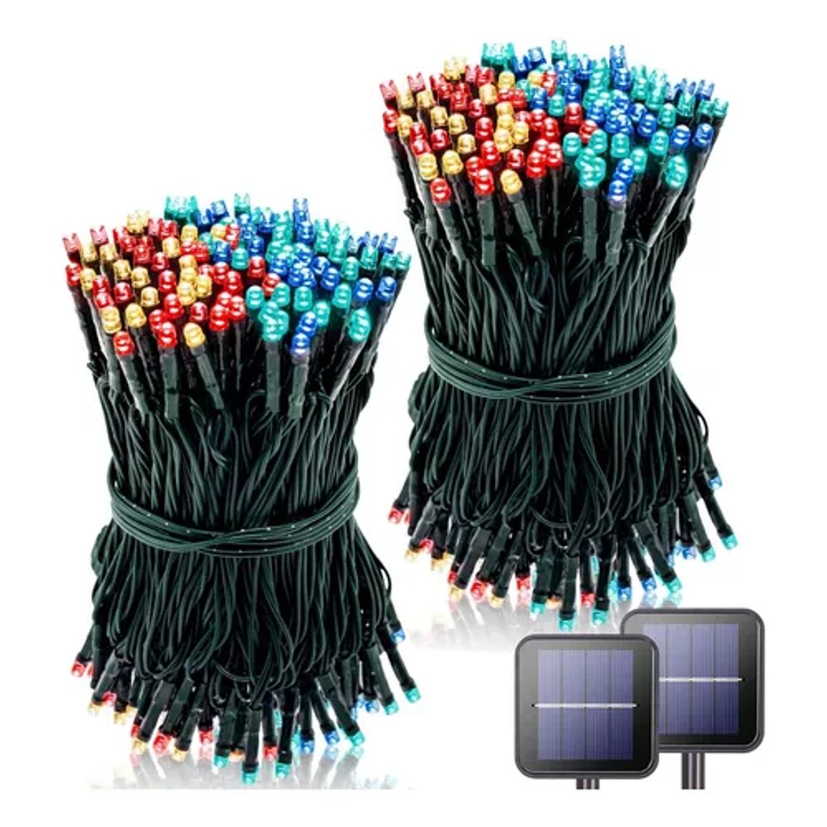 SUPERCENTER - Pack X2 Luces Guirnaldas Solares Navidad 100 Led 10 Metros Coloreado