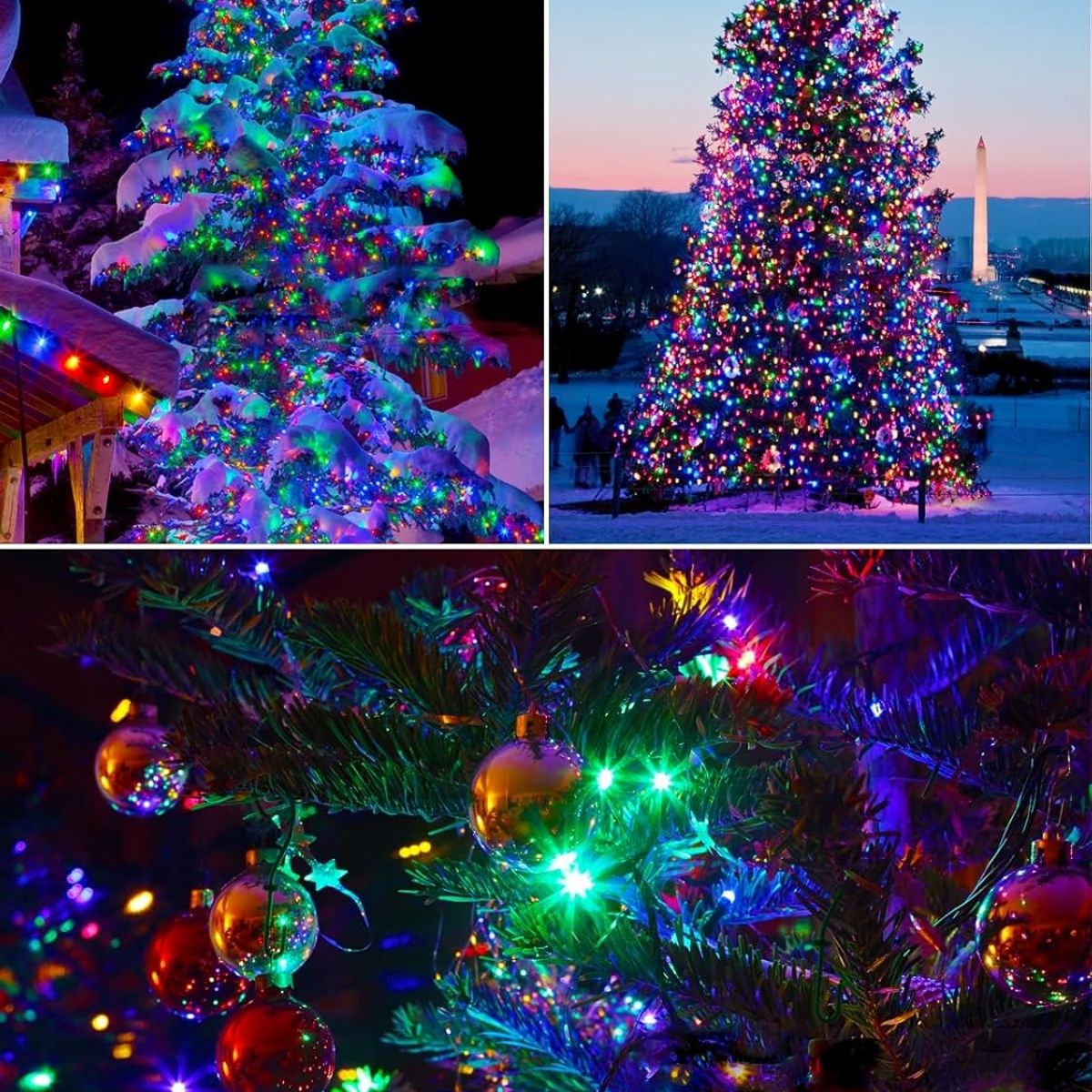 SUPERCENTER - Pack X2 Luces Guirnaldas Solares Navidad 100 Led 10 Metros Coloreado