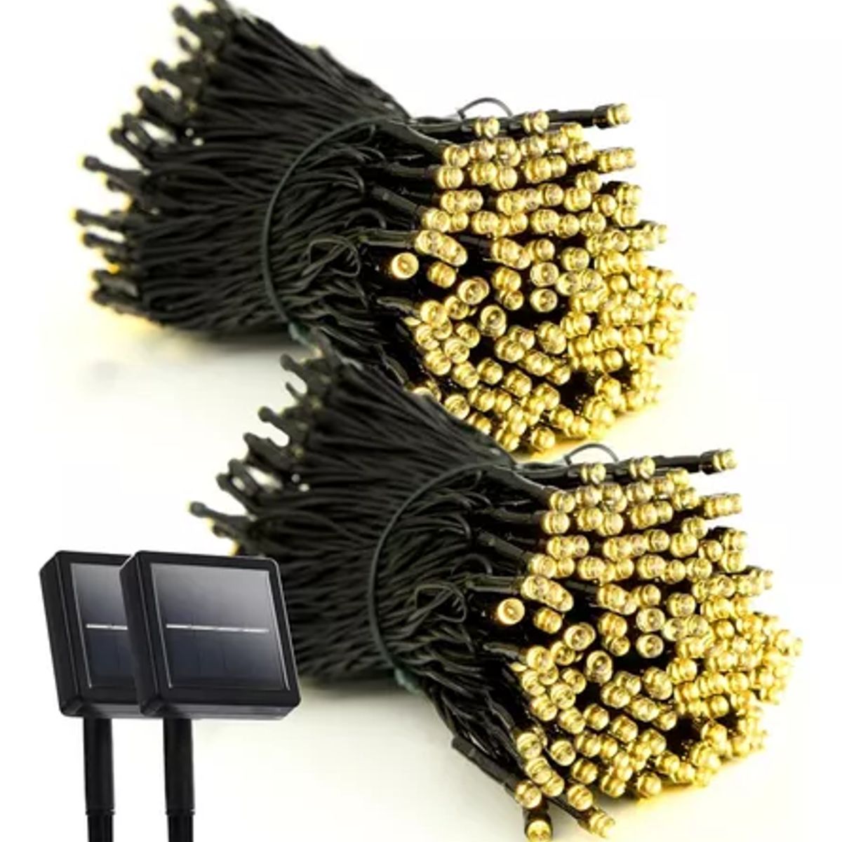 SUPERCENTER - Pack X2 Luces Guirnaldas Solares Navidad 100 Led 10 Metros Amarillo