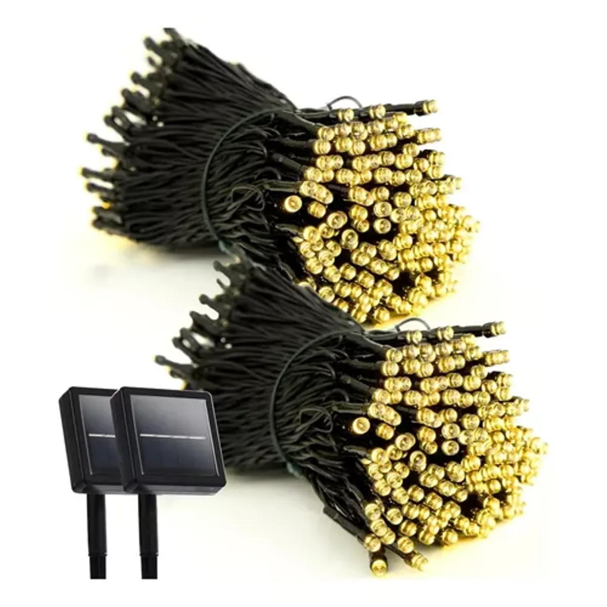 SUPERCENTER - Pack X2 Luces Guirnaldas Solares Navidad 100 Led 10 Metros Amarillo