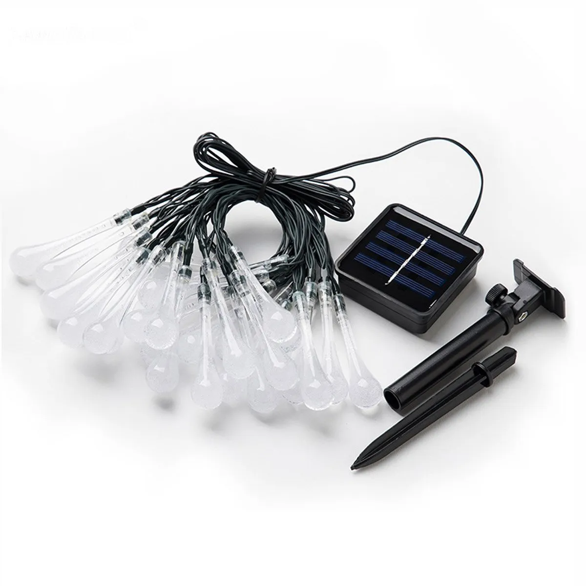 SUPERCENTER - Guirnalda Luces Solar Gotas De Agua Luces Decoracion Navidad Blanco