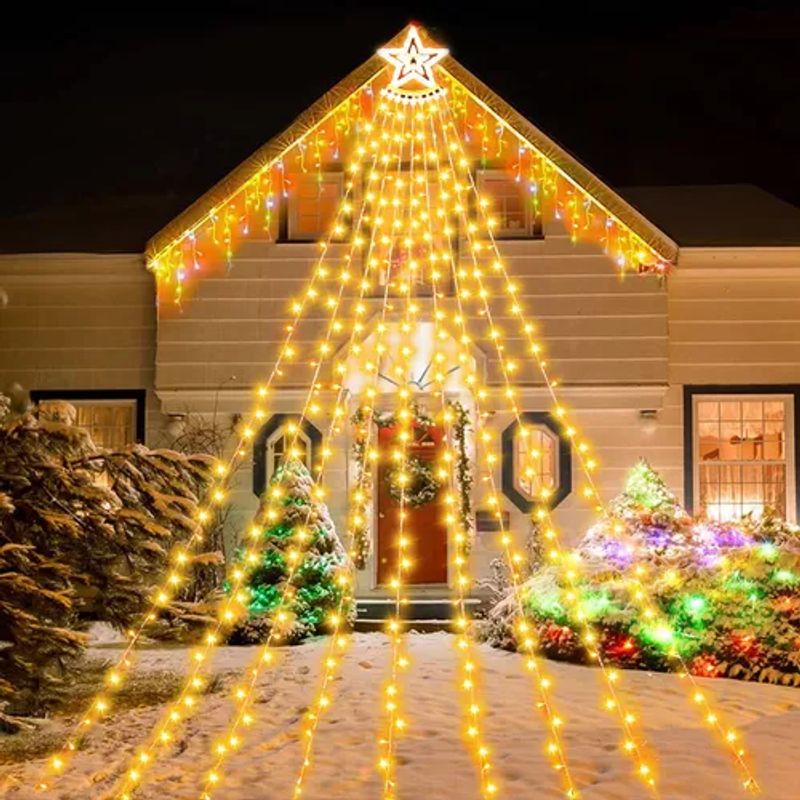 SUPERCENTER - Luces Solar Navidad Cascada Estrella Árbol 3m Control