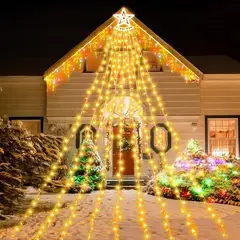 SUPERCENTER - Luces Solar Navidad Cascada Estrella Árbol 3m Control