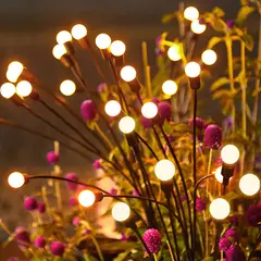 SUPERCENTER - Pack X2 Estacas Solares Luciérnagas Luces Esferas Cálidas