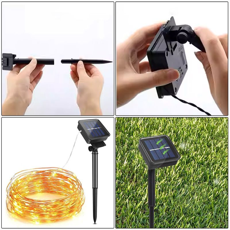 SUPERCENTER - Guirnalda Solar Alambre Hada Led Navideño Pack 2 X20m Cálida