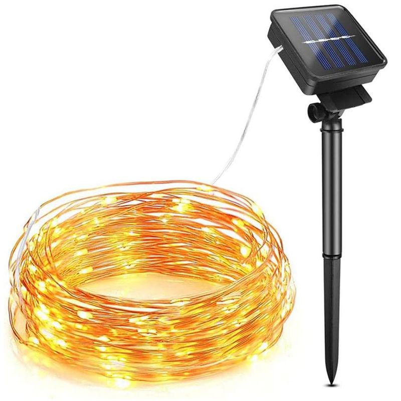 SUPERCENTER - Guirnalda De Alambre Leces De Cobre Navidad Solar 100l 12m