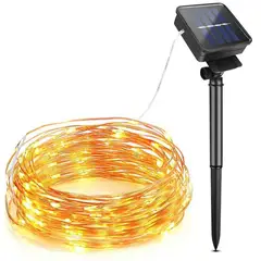 SUPERCENTER - Guirnalda De Alambre Leces De Cobre Navidad Solar 100l 12m