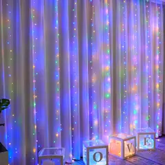 SUPERCENTER - Cascada Luces Navideña Guirnalda Luces Cortina Navidad 200l coloreado