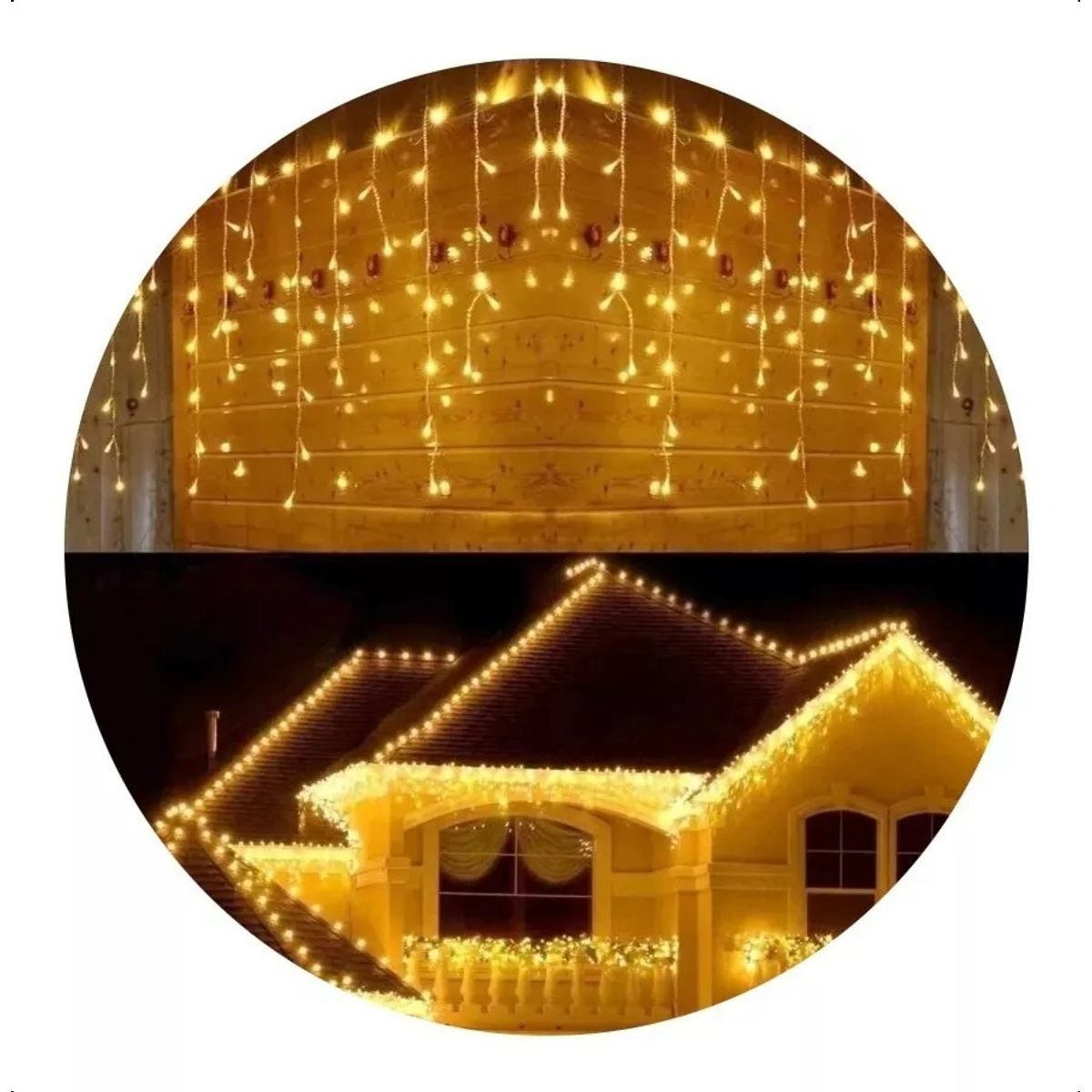 SUPERCENTER - Juego Luces Navidad Cascada 300 Led Cubre 10 Metros Boda Amarillo