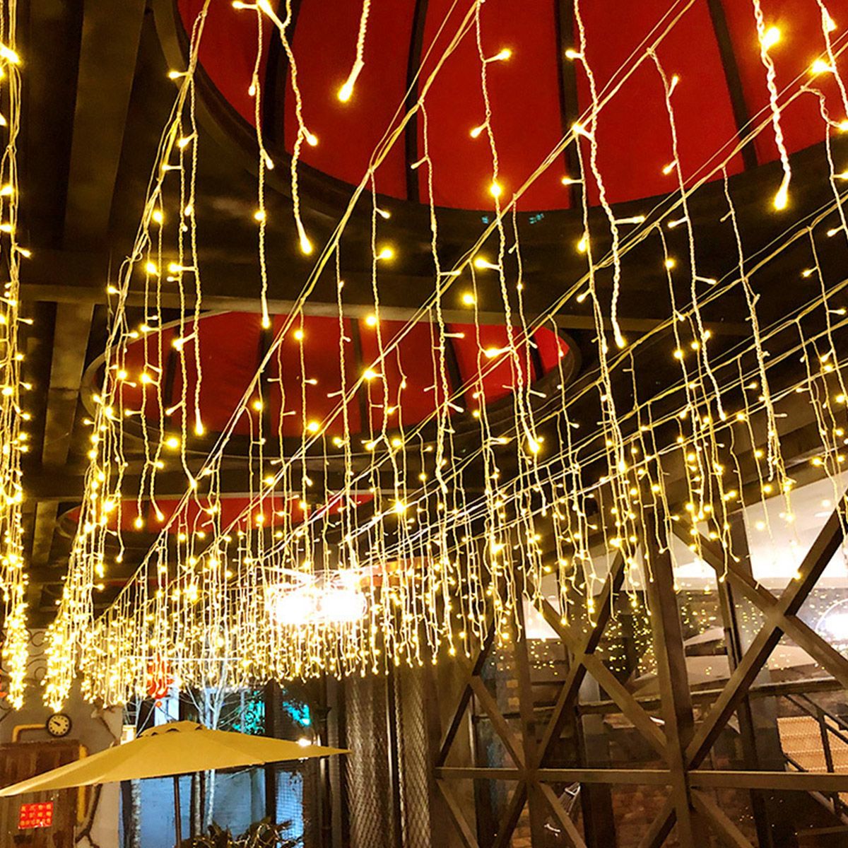 SUPERCENTER - Juego Luces Navidad Cascada 300 Led Cubre 10 Metros Boda Amarillo