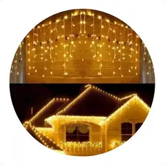 SUPERCENTER - Cascada Luces Navideña Guirnalda Luces Cortina Navidad 200l Amarillo