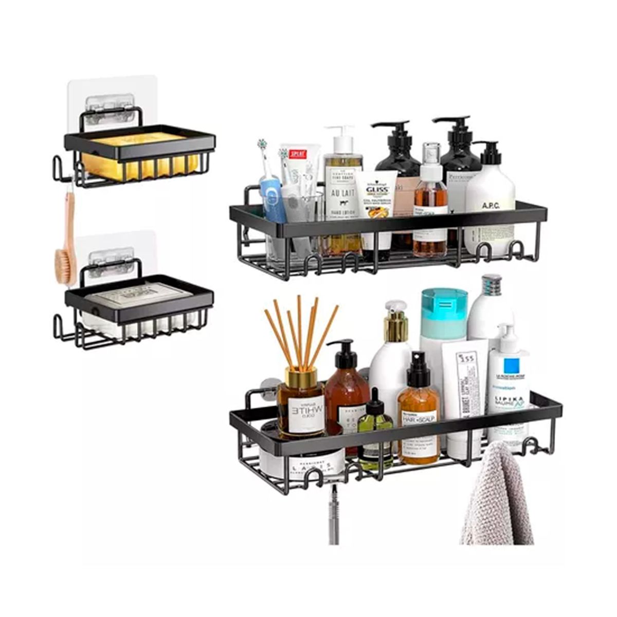 GENERICO - Set 4 Organizador De Ducha Repisa Baño Adhesivo Inoxidable