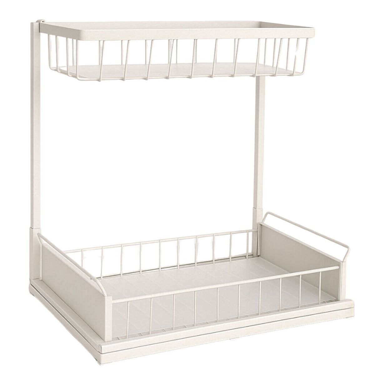 BAZUCA - Organizador Estante Uso Bajo Lavaplatos 2 Niveles Cocina Baño Blanco