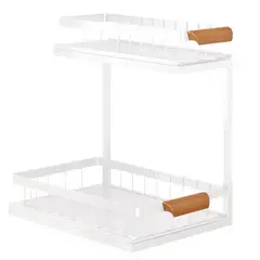 BAZUCA - Organizador Estante Uso Bajo Lavaplatos 2 Niveles Cocina Baño Blanco