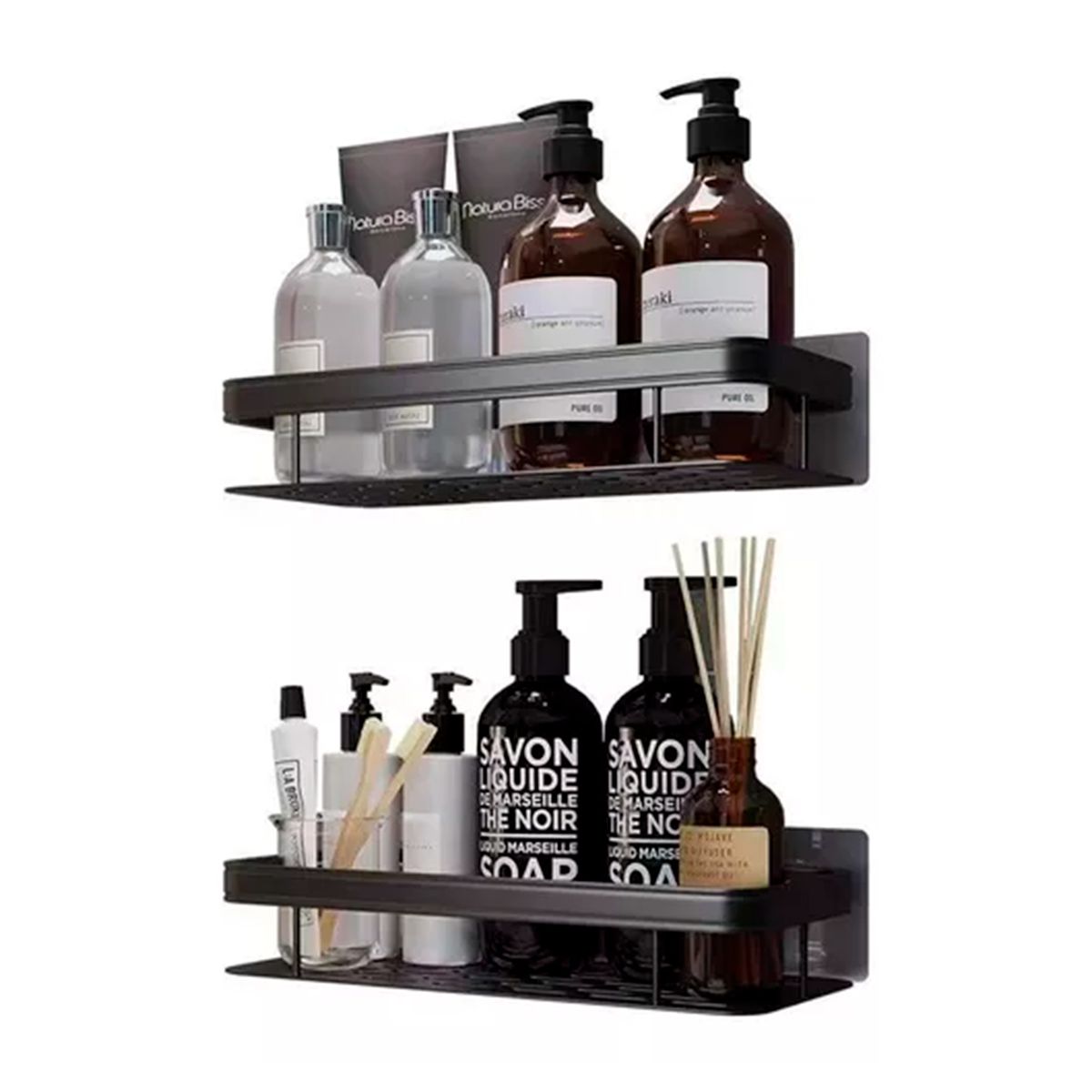 GENERICO - Set 2 Organizador De Ducha Repisa Baño Negro