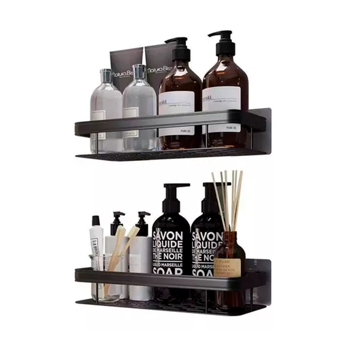 GENERICO - Set 2 Organizador De Ducha Repisa Baño Negro