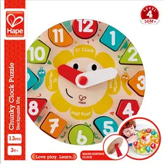 HAPE - Puzle de madera aprender la hora