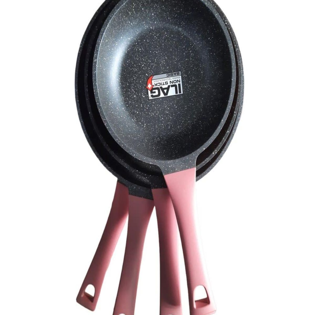 GENERICO - Pack 3 Sartenes Rosa + Wok Antiadherente