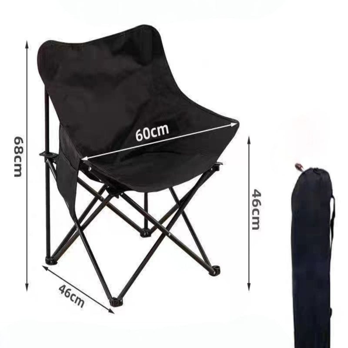 GENERICO - Silla Plegable de Lona para Exterior Camping Negra