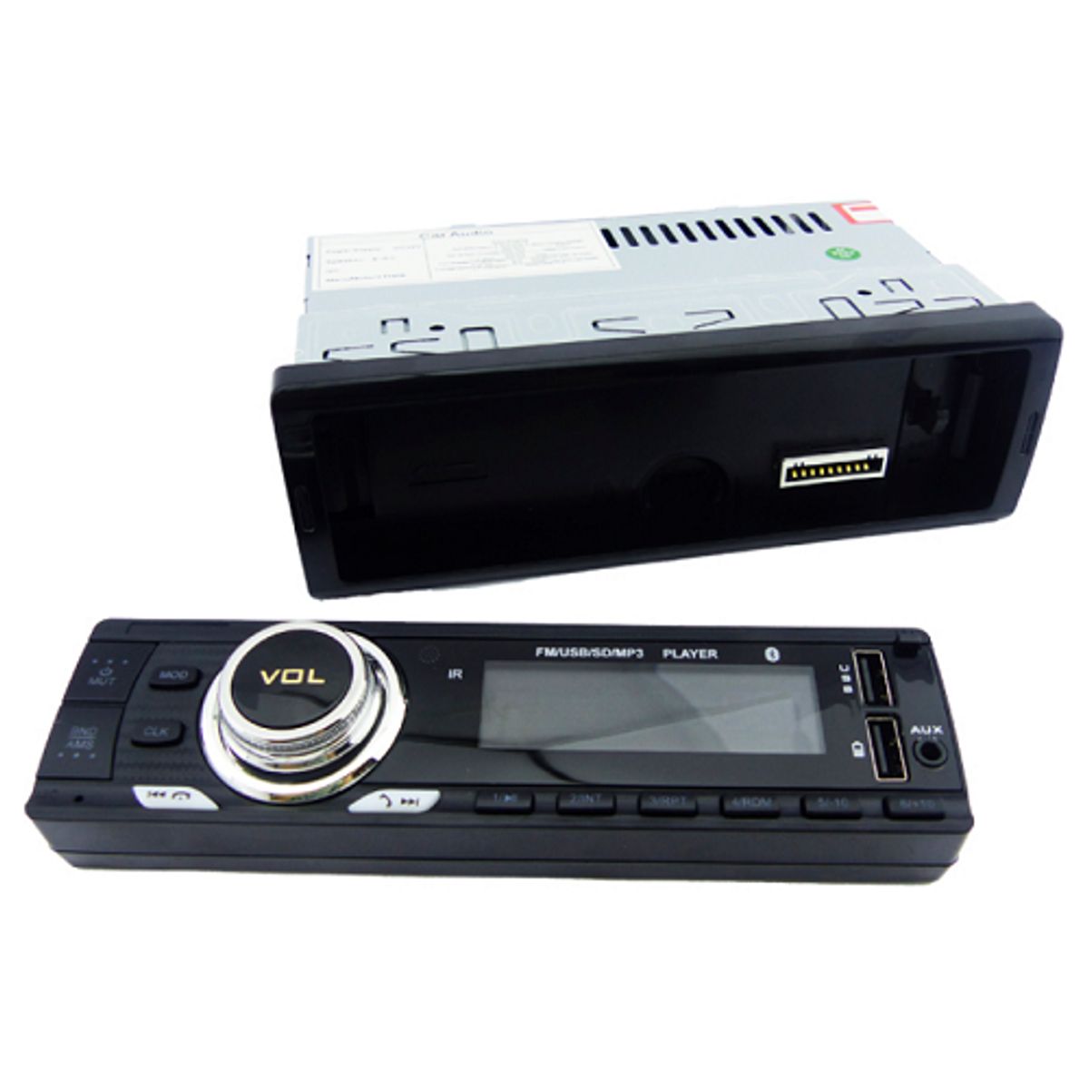 GENERICO - Radio auto panel desmontable rojo USB Bluetooth AUX 55W