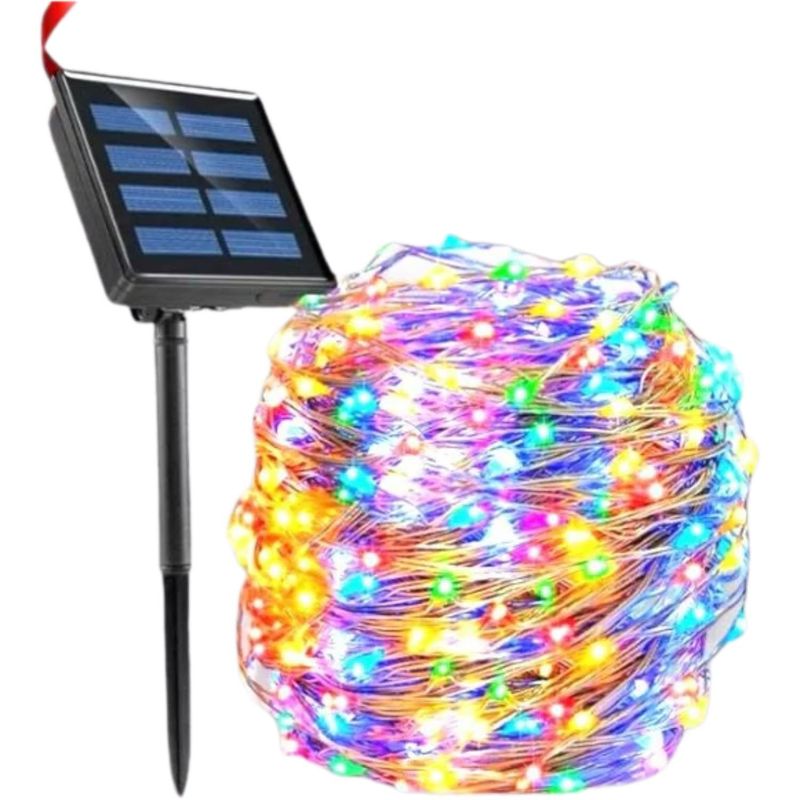 GENERICO - Luz Hada Carga Solar 100 Led Luz Multicolor 10 Metros Navideño