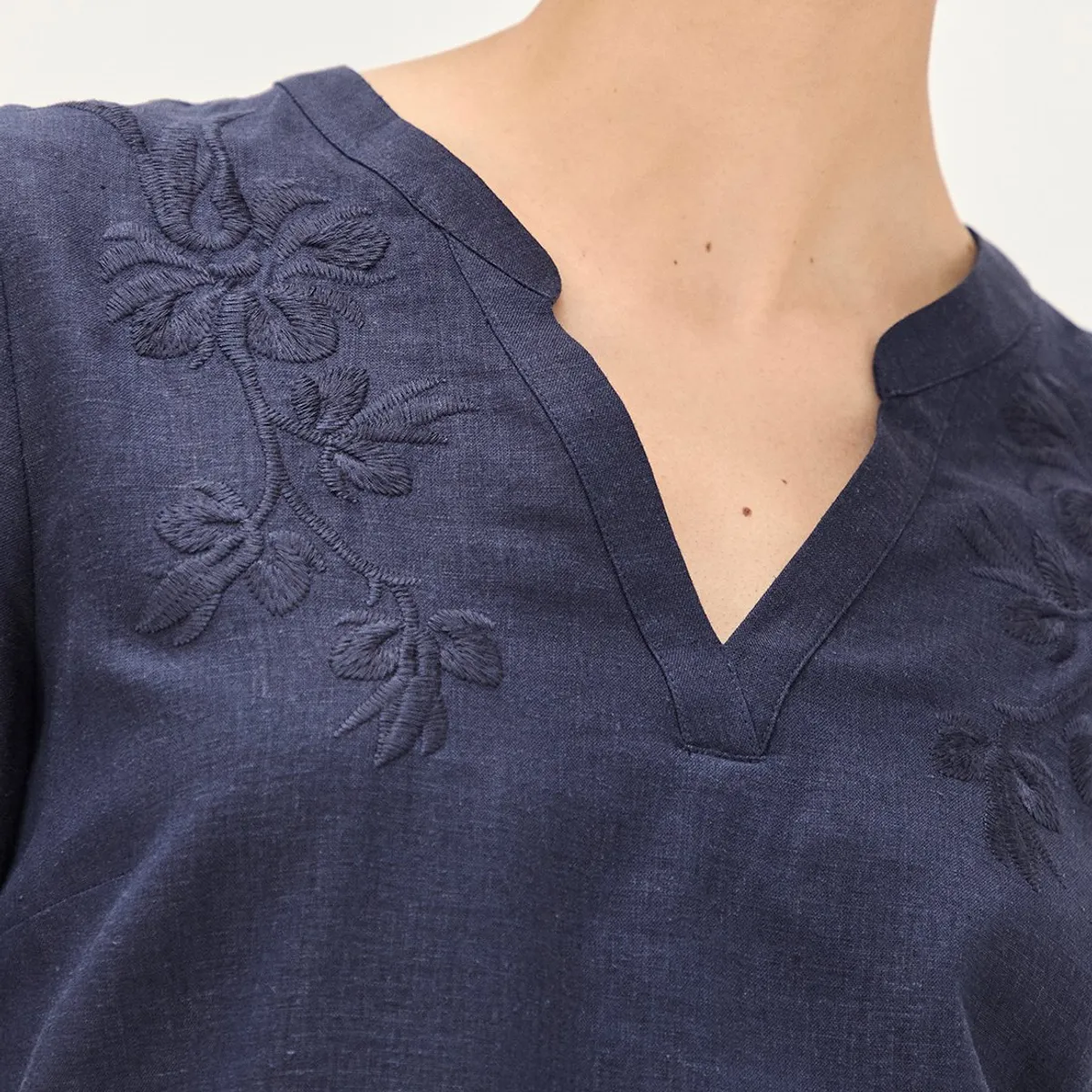 MA GRIFFE - Blusa Manga Corta Azul Marino Mujer Magriffe