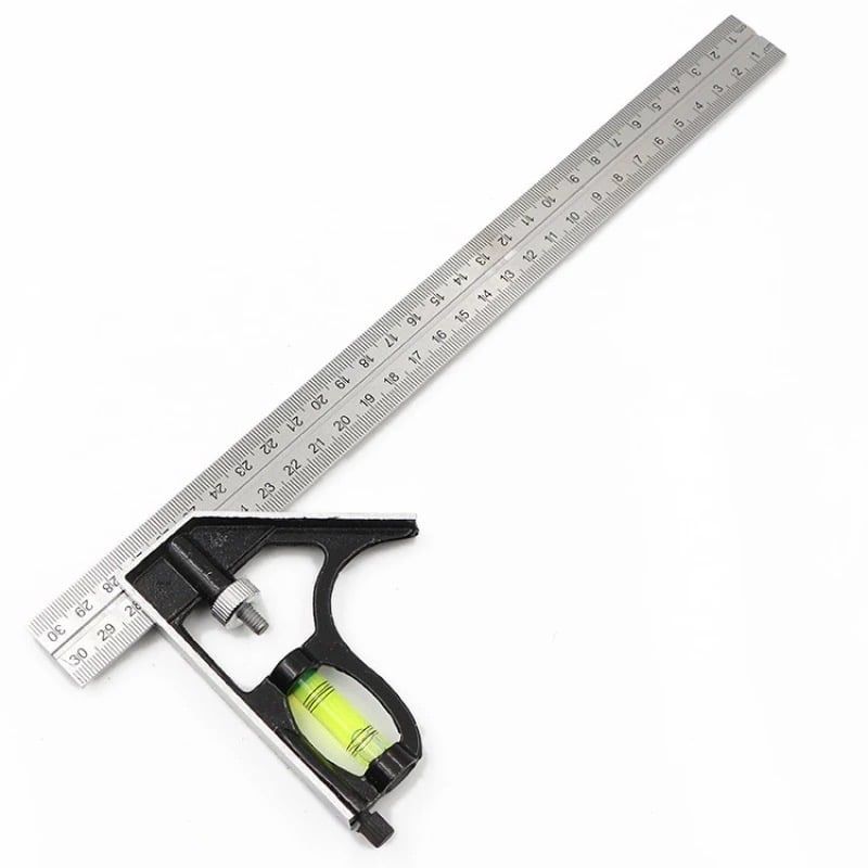 MERCADO CBF - Escuadra De Medir Combinada 300 Mm, Regla Medición