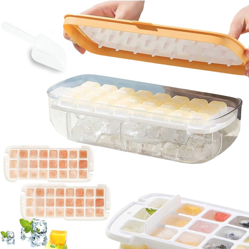 GENERICO - Cubetera Hielo 2 en 1 Contenedor Con 2 Bandejas Para Hielo