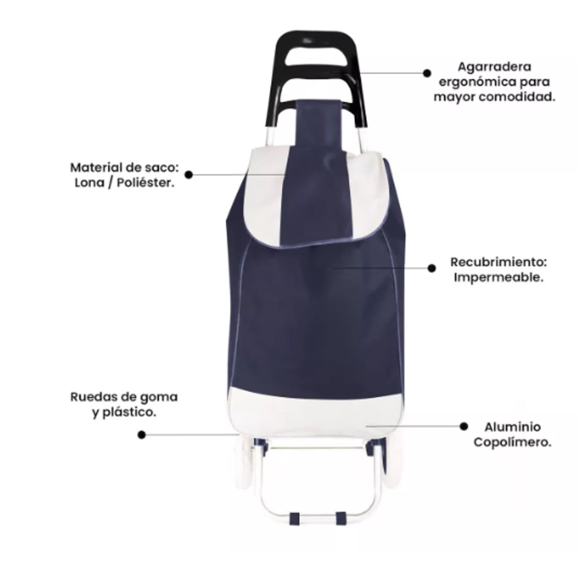 GENERICO - Carrito De Compras Plegable De Tela 30kg Carrito De Feria