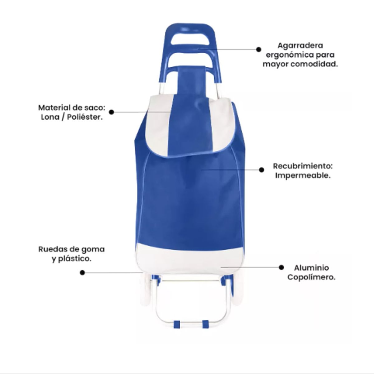 GENERICO - Carrito De Compras AzulPlegable De Tela 30kg Carrito De Feria