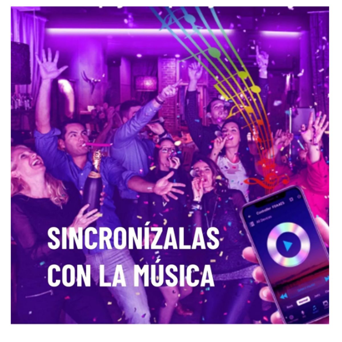 GENERICO - Tira Cinta Luces Led Rgb Bluetooth 10 Metros Total +conector