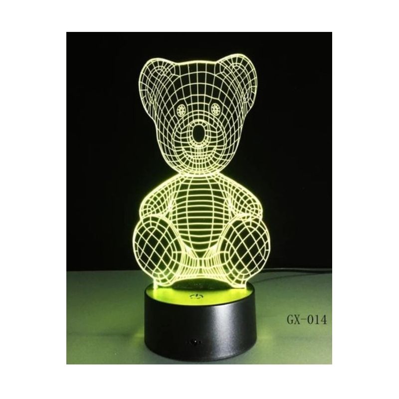 GENERICO - Lampara ilusión 3D Oso Peluche De 7 Colores