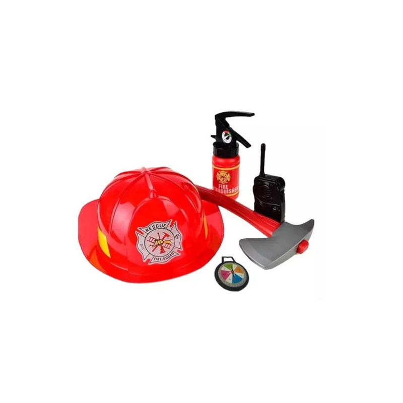 GENERICO - Set Casco + Herramientas De Bombero Para Niños