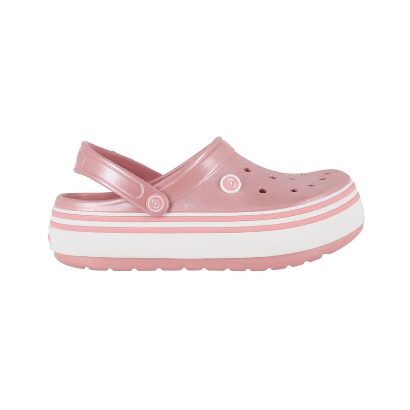 BAMERS - Zuecos Plataforma Mujer Bamers Rosa Metalico Airline.