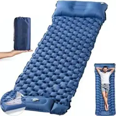 GENERICO - Colchoneta inflable plegable para acampada y senderismo color azul
