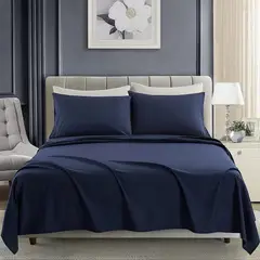 TEXTIL RANCO - Juego de Sábanas Azul 144 Hilos 1,5 plazas - Basic Hotel